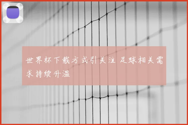 世界杯下载方式引关注 足球相关需求持续升温